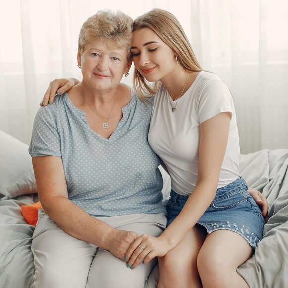 Sterling Silver Interlocking Hearts Necklace Gift for Godmother Godeaughter - Picture 5 of 7